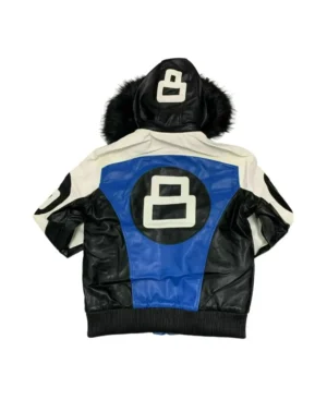 Robert Phillipe Blue 8 Ball Jacket with Fur Hood