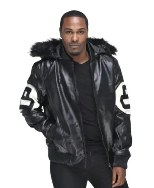 David Puddy 8 Ball Black Leather Bomber Jacket