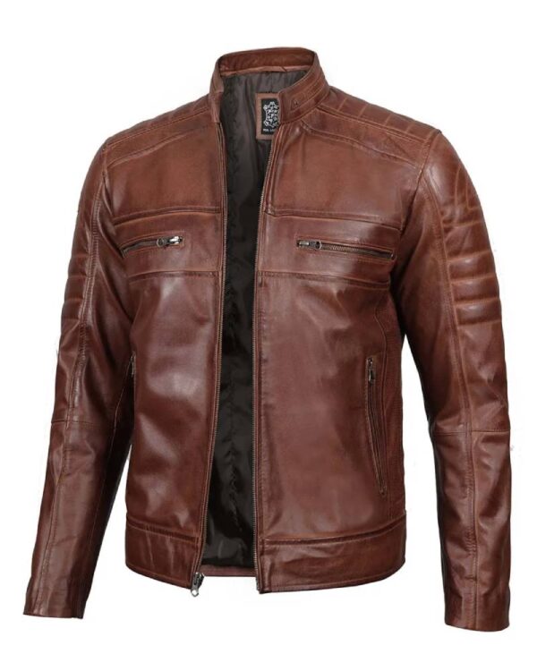 Austin Men Premuim Cognac Leather Jacket