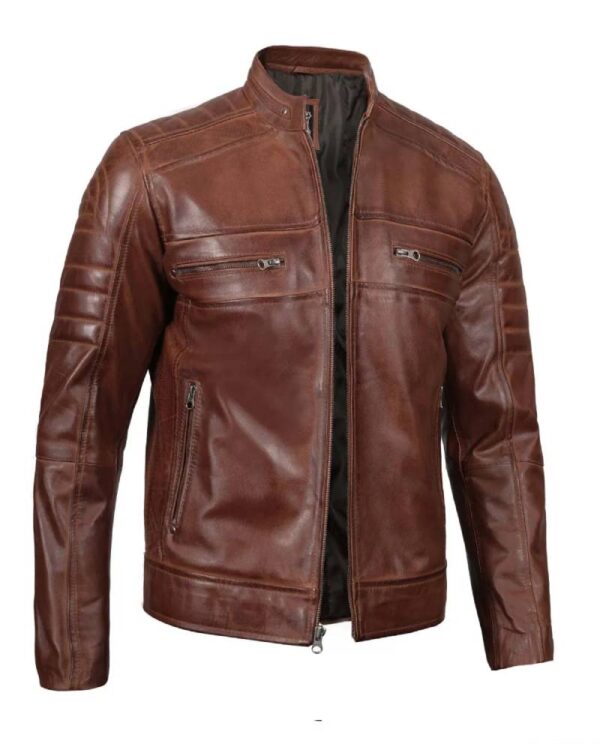 Austin Men Premuim Cognac Leather Jacket