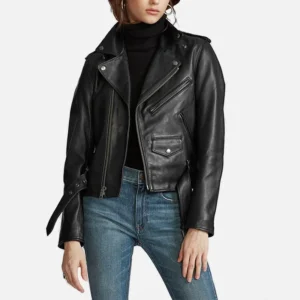 Women’s Black Biker Real Soft Leather Jacket