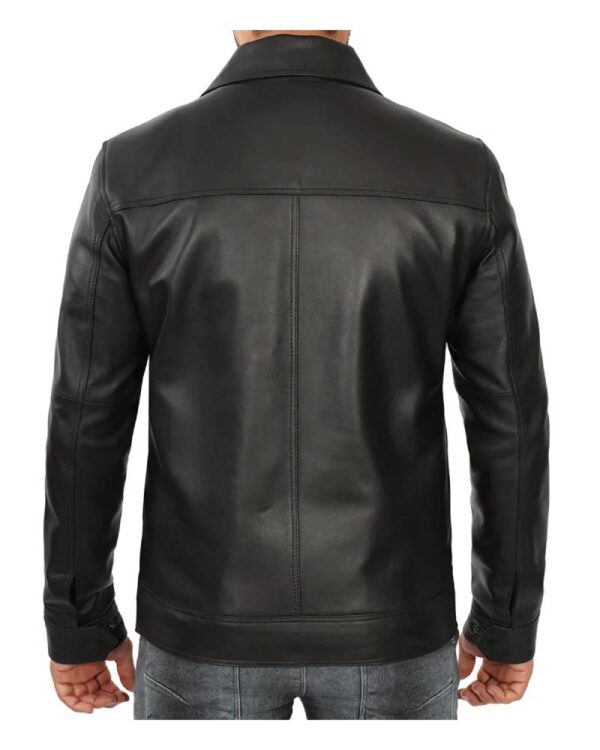 Black Harrington Vintage Leather Jacket for Men