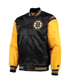 Boston Bruins Varsity Black and Yellow Satin Jacket