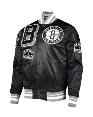 Brooklyn Nets Pro Standard Black 10 Years in Brooklyn Mash Up Capsule Satin Varsity Jacket