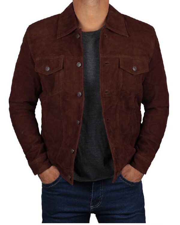 Brown Suede Leather Jacket for Men