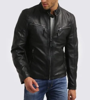 Cobie Classic Black Motorcycle Leather Jacket