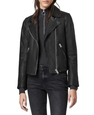 Dalby Gold Leather Biker Jacket