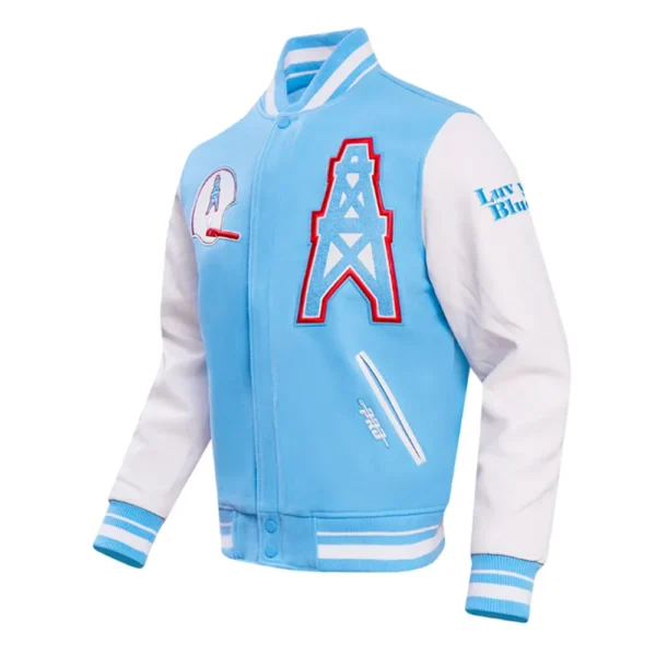 Houston Oilers Oil Derrick Classic Rib Varsity Jacket 2024