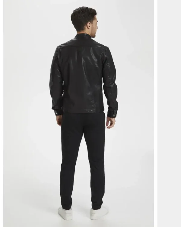 Davis Cafe Racer Black Leather Jacket