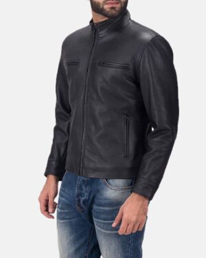 Men's Austere Matte Black Leather Biker Jacket