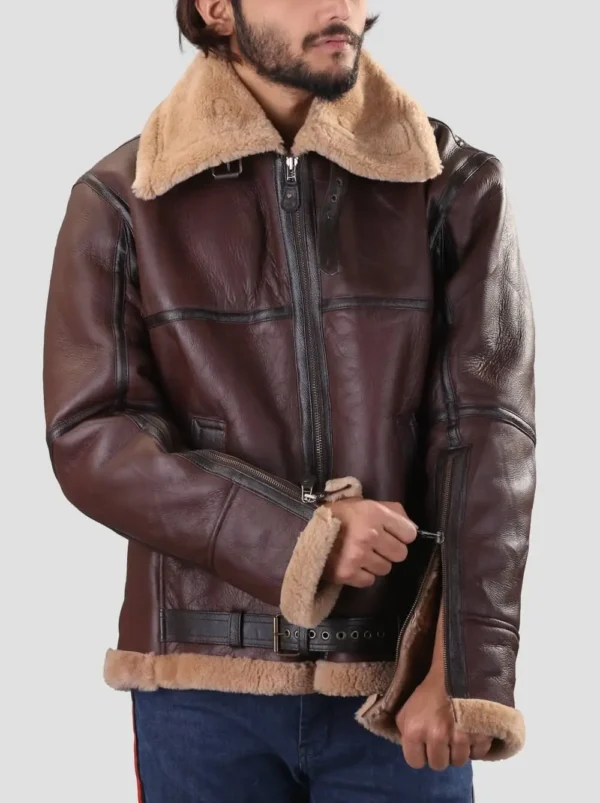 Mens B3 Bomber Sheep Skin Shearling Leather Jacket