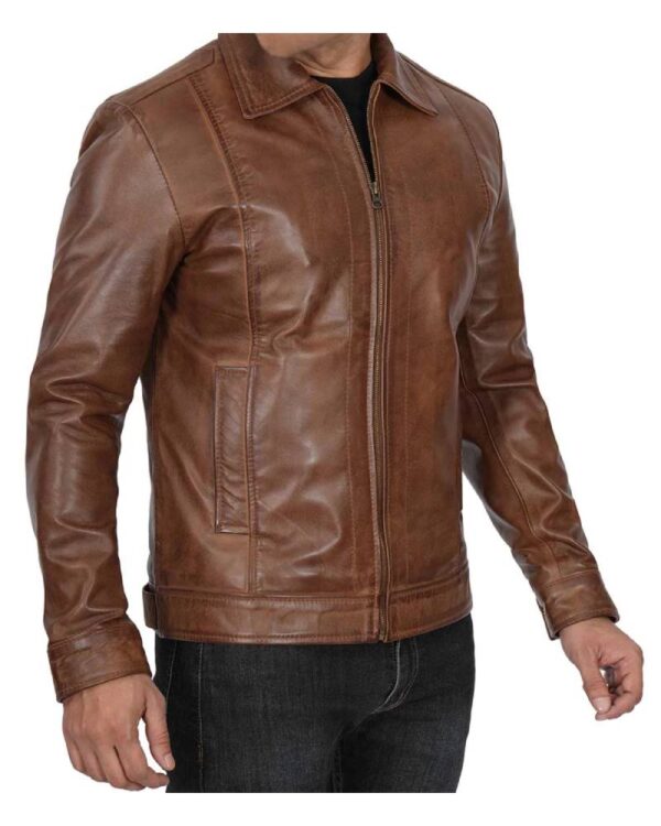 Men's Chocolate Brown Harrington Vintage Leather Jacket