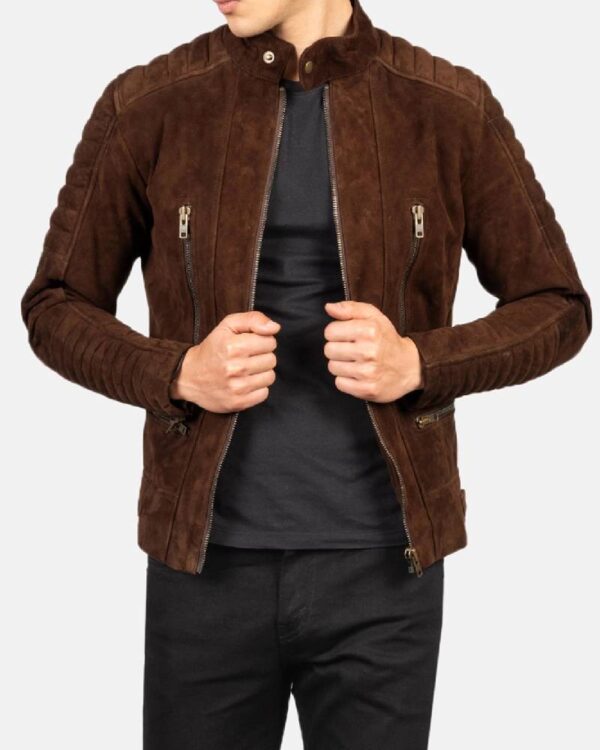 Men's Damian Mocha Suede Biker Jacket