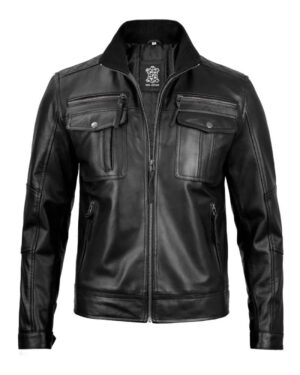 Moffit Men's Cafe Racer Real Leather Jacket