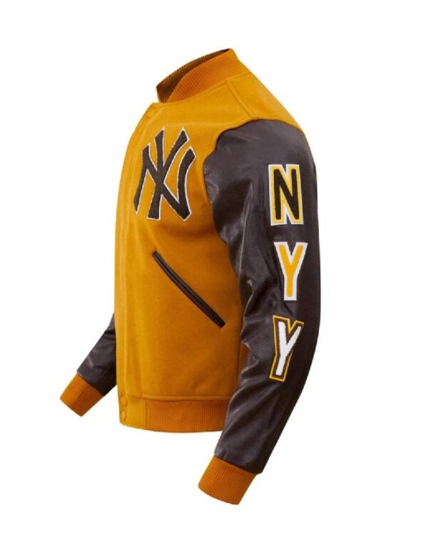 New York Yankees Classic Logo Tan & Brown Varsity Jacket