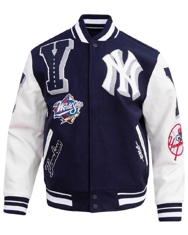 New York Yankees Mashup Wool & Leather Varsity Jacket