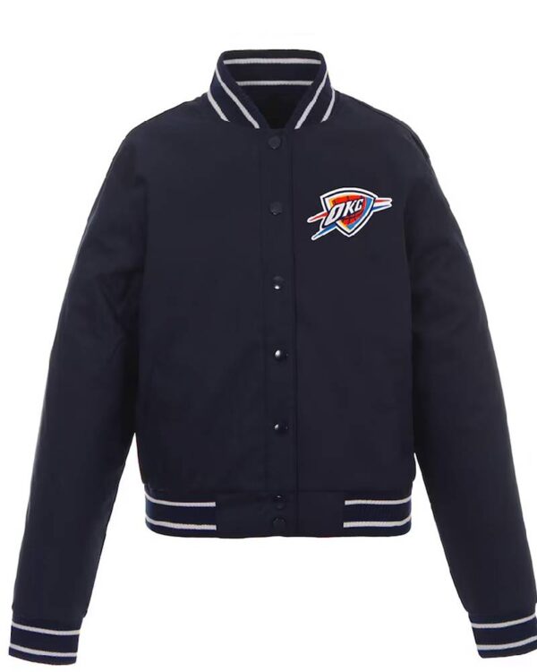 Oklahoma City Thunder Black Poly Twill Varsity Jacket