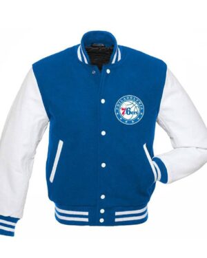 Philadelphia 76ers Blue and White Letterman Jacket