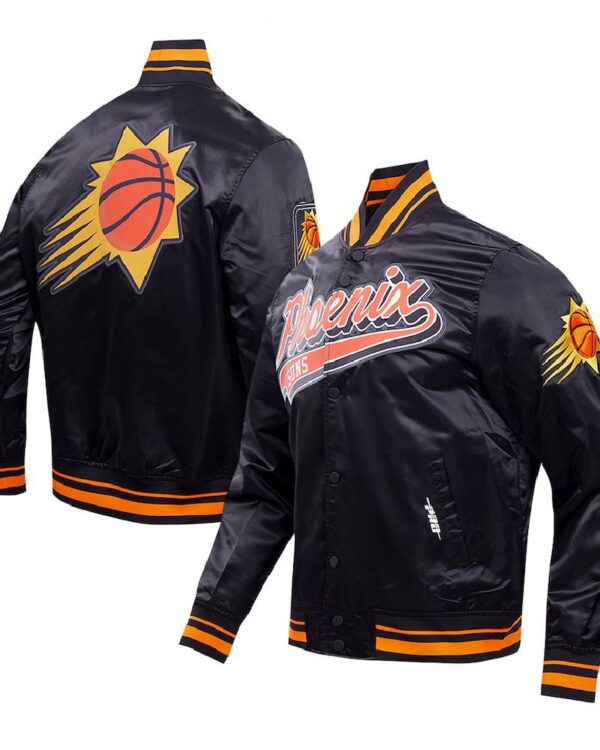 Phoenix Suns Script Tail Black Varsity Jacket