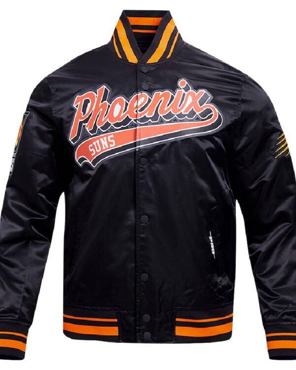 Phoenix Suns Script Tail Black Varsity Jacket