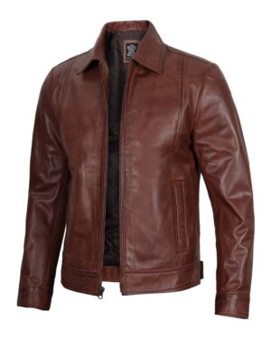 Reeves Men's Harrington Brown Real Leather Jacket