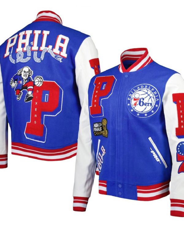 Royal Philadelphia 76ers Mash Up Capsule Varsity Jacket