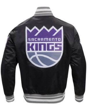 Sacramento Kings Script Tail Black Varsity Jacket