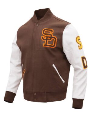 San Diego Padres Classic Logo Brown & White Varsity Jacket