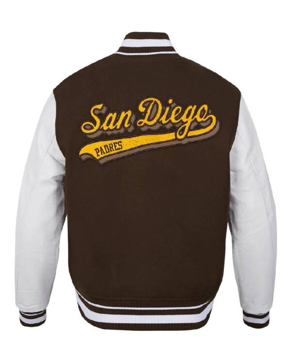 San Diego Padres Script Tail Wool & Leather Varsity Jacket