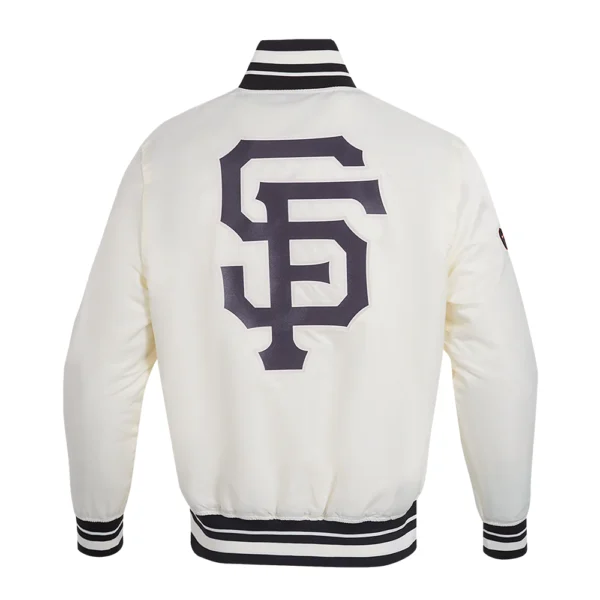 San Francisco Giants Script Tail White Satin Varsity Jacket