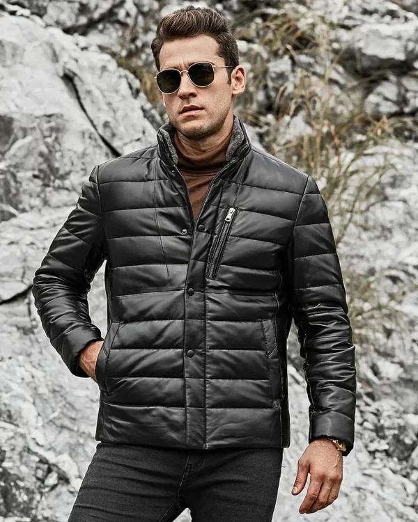 Seattle Men’s Lambskin Leather Puffer Jacket