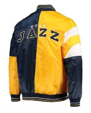 Navy Utah Jazz 75th Anniversary Leader Color Block Satin Jacket