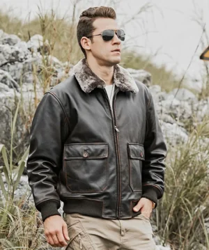 Tom Mens Aviator Bomber Real Cowhide Leather Jacket