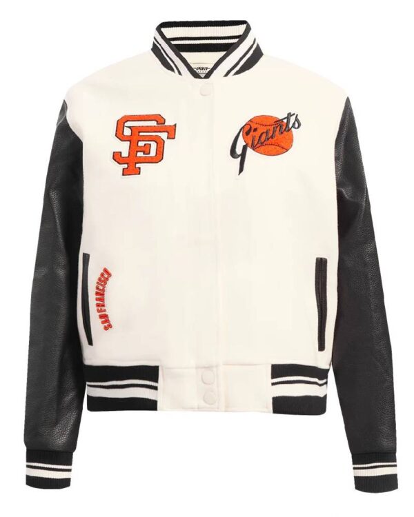 Women’s San Francisco White & Black Varsity Jacket