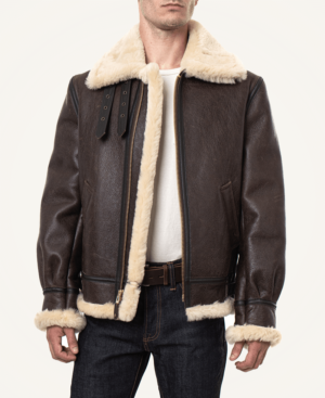 Classic Brown Sheepskin B3 Bomber Shearling Jacket