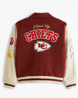 Abercrombie Kansas City Chiefs Brown And White Varsity Bomber Jacket