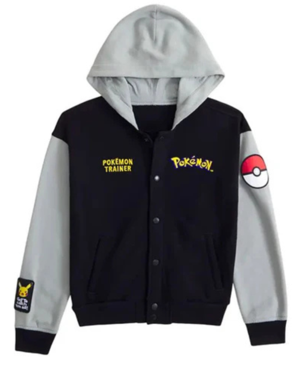 Abercrombie Pokemon Black And Grey Wool Varsity Jacket