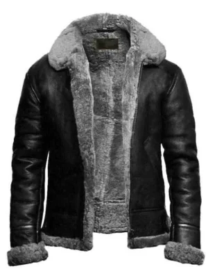 B3 Bomber Black Fur Pilot Jacket