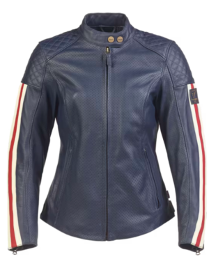 Braddan Women’s Air Race Blue Leather Motorcycle Jacket