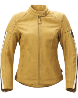 Braddan Women’s Air Race Gold Leather Motorcycle Jacket