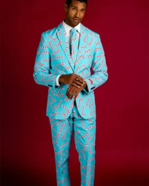 Mens Candy Cane Sky Blue Christmas Suit For Sale