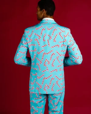 Mens Candy Cane Sky Blue Christmas Suit For Sale