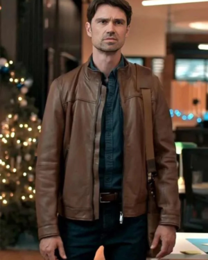 Corey Sevier The Christmas Charade 2024 Brown Leather Jacket