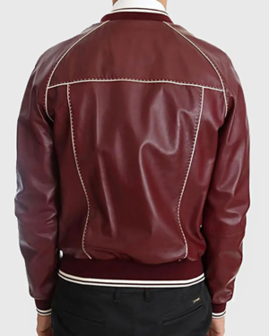 Holt Men’s Maroon Varsity Leather Jacket