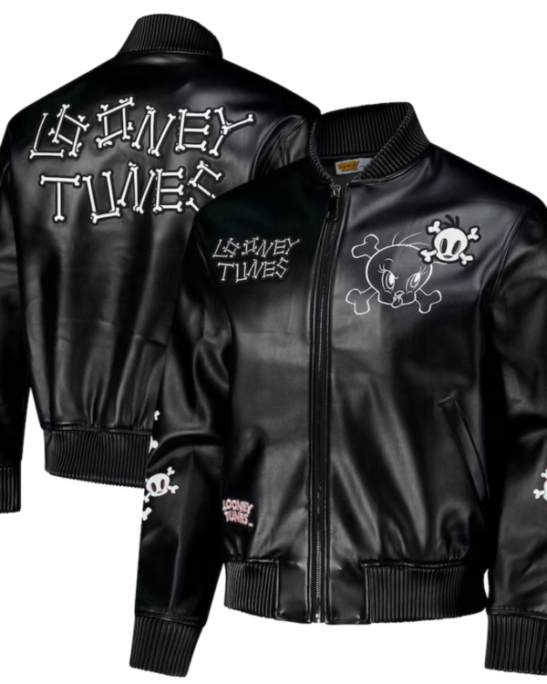 Looney Tunes Freeze Max Tweety Bones Black Full-zip Varsity Jacket