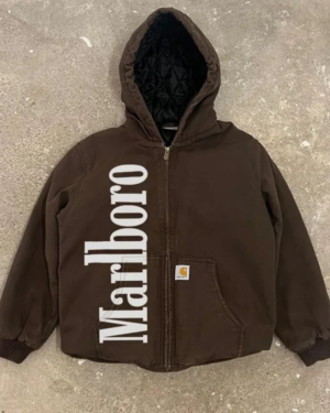 Marlboro Carhartt Brown Hooded Bomber Jacket