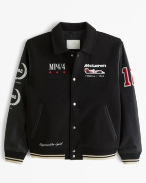 McLaren 1988 Black Wool Varsity Bomber Jacket