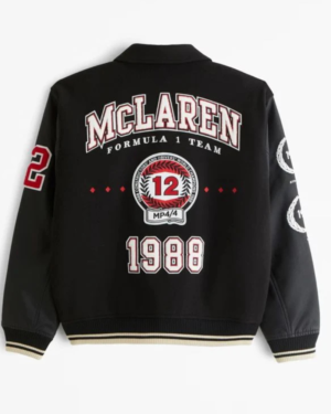 McLaren 1988 Black Wool Varsity Bomber Jacket