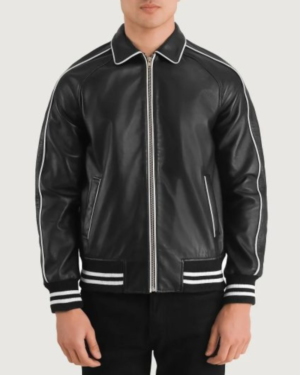 Men’s Cooper Black Leather Varsity Jacket