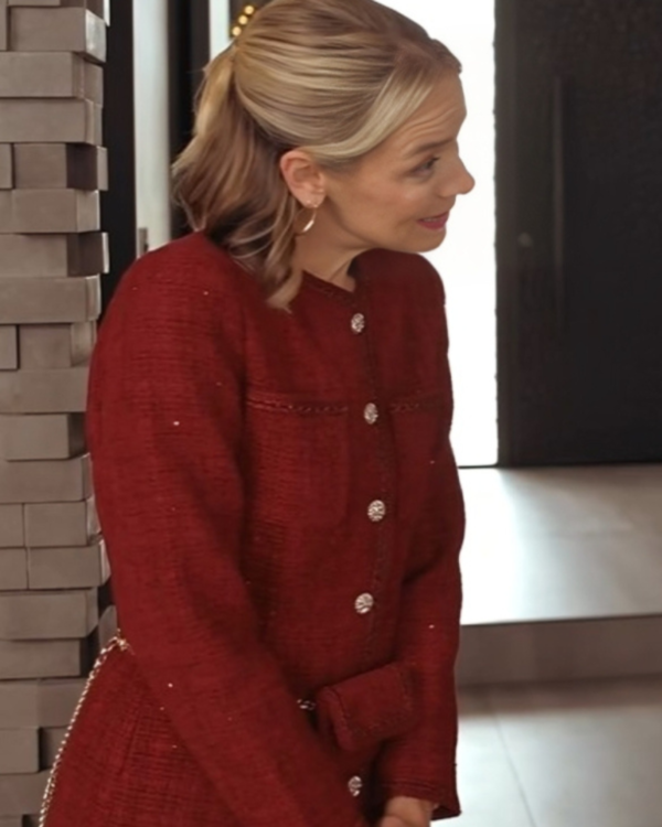 The Christmas Charade Rachel Skarsten Red Dress Coat